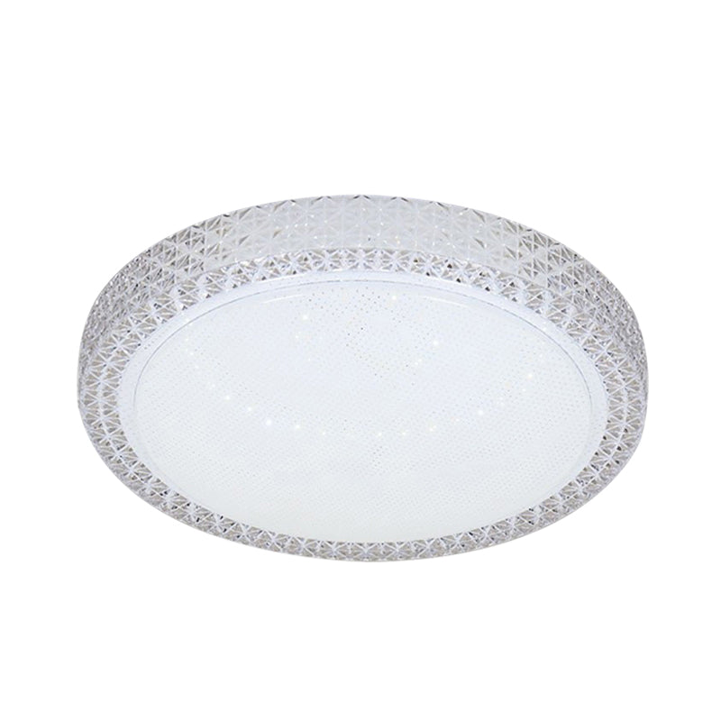 Simple Style Disk Flush Mounted Light Crystal Bedroom LED Ceiling Light Fixture in White