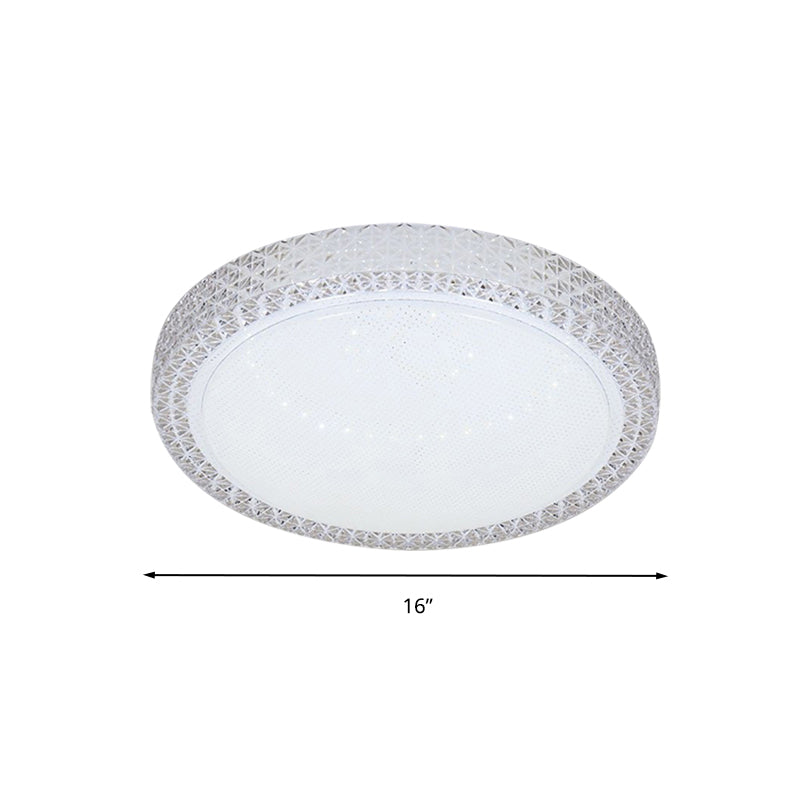 Simple Style Disk Flush Mounted Light Crystal Bedroom LED Ceiling Light Fixture in White