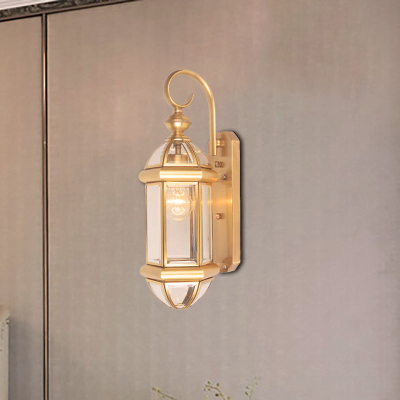 Gebogener Arm Metall Wandleuchte Retro 1 Kopf Messing Flush Mount Montage Wandleuchte für Wohnzimmer