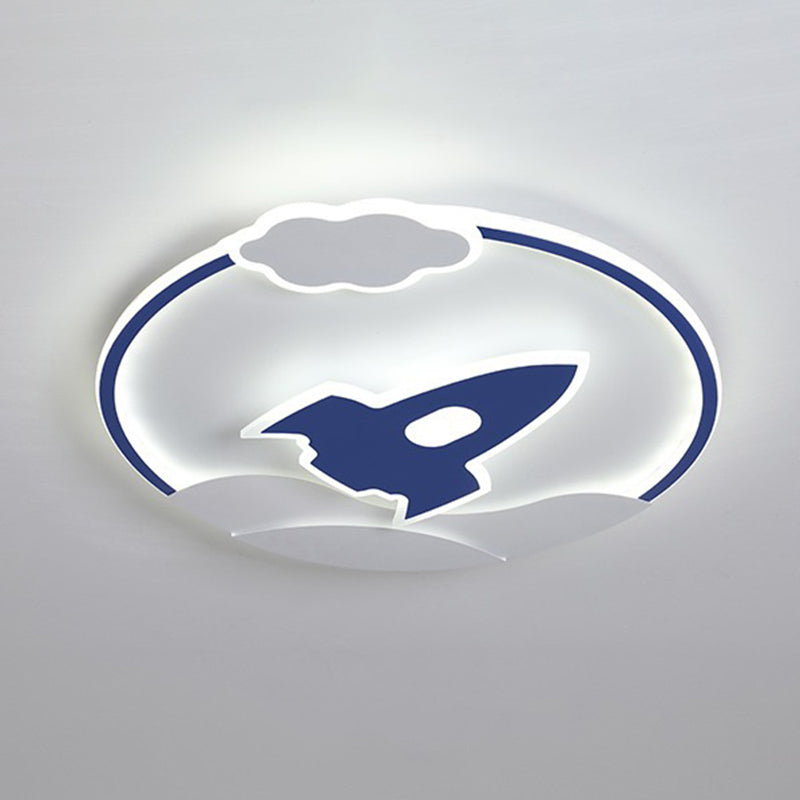 Modern Rocket Flush Mount Ceiling Light Fixture Metal LED Bedroom Flushmount Lighting in Blue