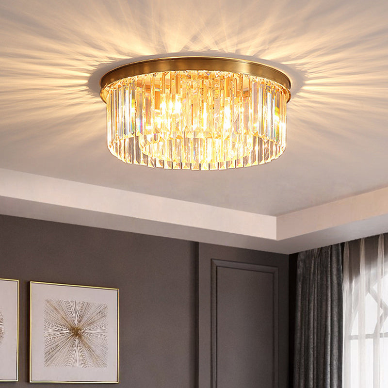 Modern Flush Mount Beleuchtung Gold Drum Flush Deckenleuchte Licht mit Crystal Shade