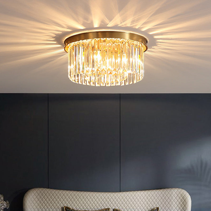 Modern Flush Mount Beleuchtung Gold Drum Flush Deckenleuchte Licht mit Crystal Shade