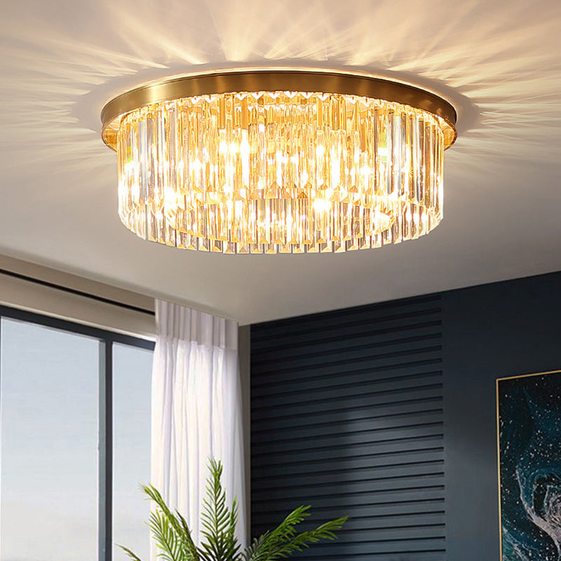 Modern Flush Mount Beleuchtung Gold Drum Flush Deckenleuchte Licht mit Crystal Shade