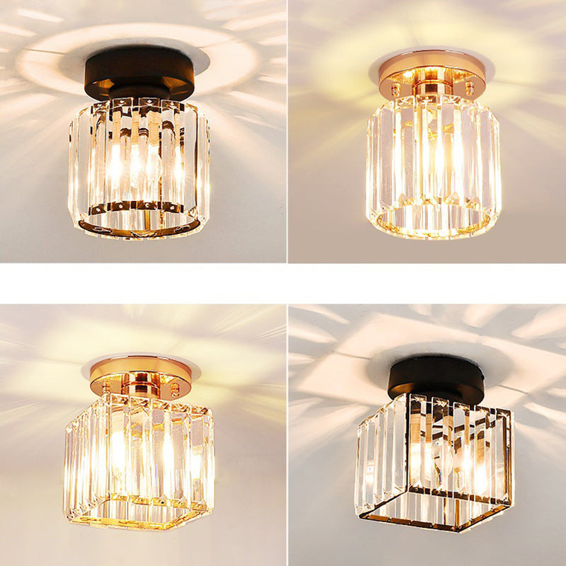Crystal Geometric Ceiling Mounted Fixture Contemporary Close To Ceiling Lighting Fixture