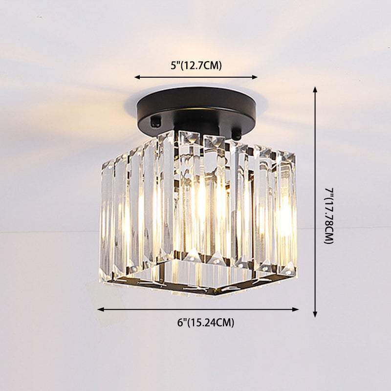 Crystal Geometric Ceiling Mounted Fixture Contemporary Close To Ceiling Lighting Fixture