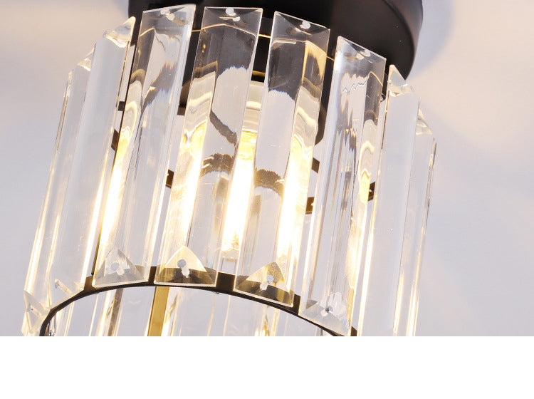 Crystal Geometric Ceiling Mounted Fixture Contemporary Close To Ceiling Lighting Fixture