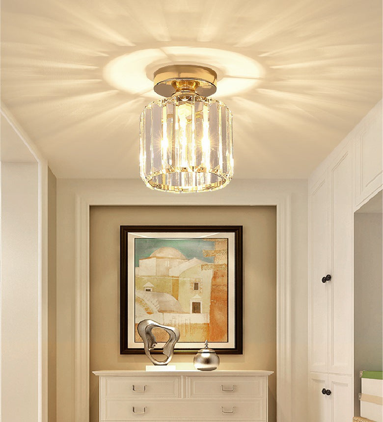 Crystal Geometric Ceiling Mounted Fixture Contemporary Close To Ceiling Lighting Fixture