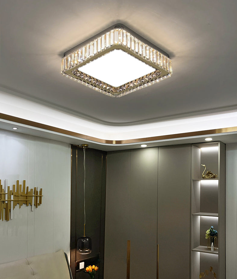 Techo geométrico de cristal de montaje de luz de montaje de LED moderno de montaje de luz de techo en blanco