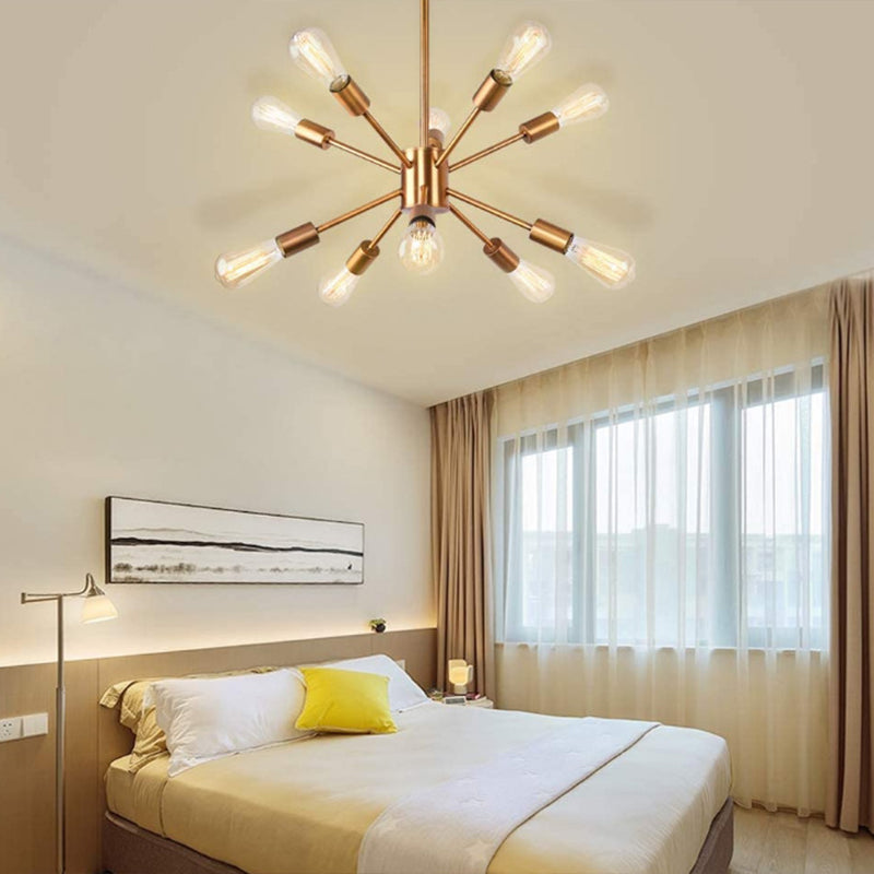 Modern Gold Sputnik Chandelier 10-Light Sphere Satellite Style Ceiling Lights
