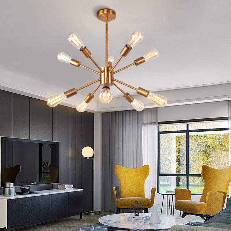 Modern Gold Sputnik Chandelier 10-Light Sphere Satellite Style Ceiling Lights