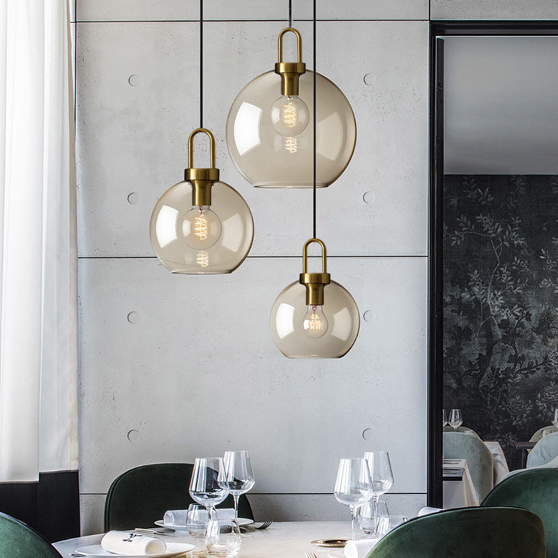 Contemporary Single Bulb Pendant Lighting with Globe Glass Shade