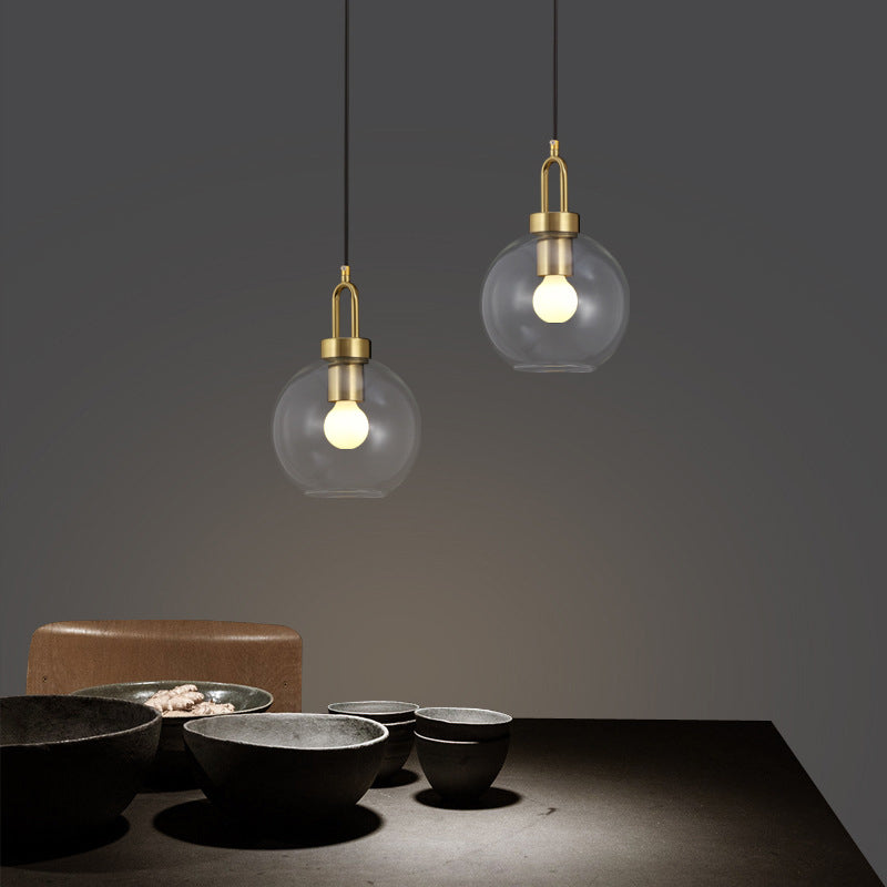 Contemporary Single Bulb Pendant Lighting with Globe Glass Shade