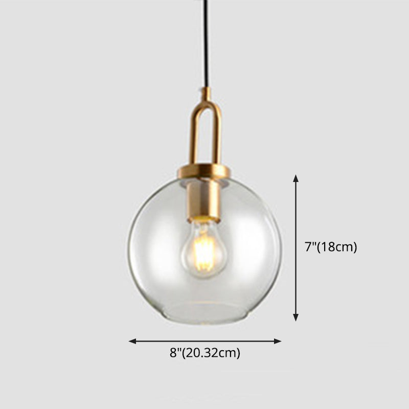 Contemporary Single Bulb Pendant Lighting with Globe Glass Shade