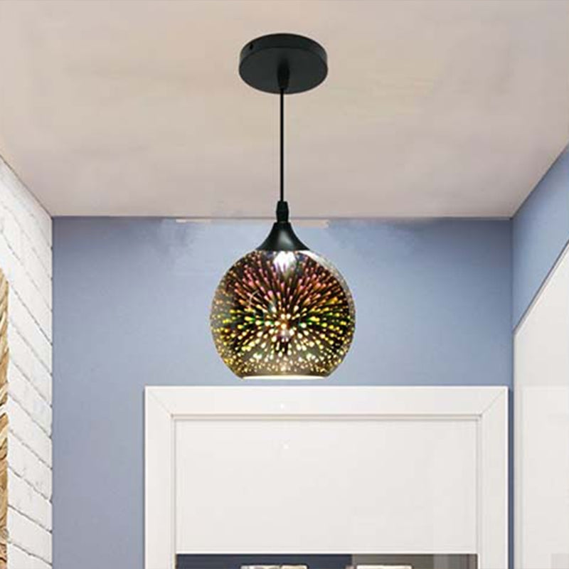 Modern Globe Ceiling Light with Mercucy Glass Shade Single Pendant Lighting