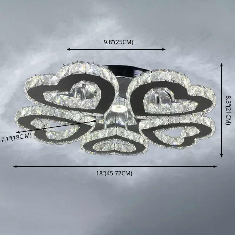 Luz de techo montada en el corazón del corazón Luz de la habitación del dormitorio LED contemporáneo Luz del techo en cromo