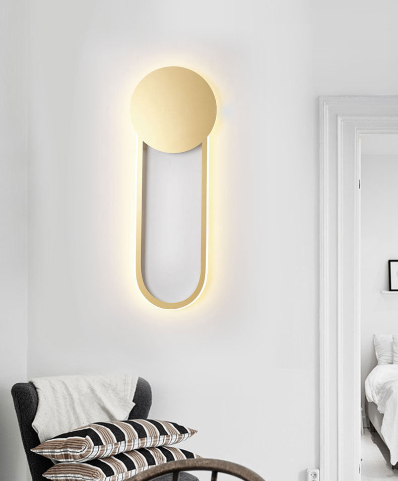Modern Ellipse Wall Mount Lighting Metallic Wall Mounted Lighting for Living Room