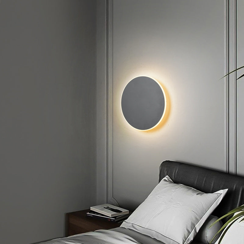Iluminación de montaje de pared de disco redondo moderno iluminación acrílica montada en la pared para la cama