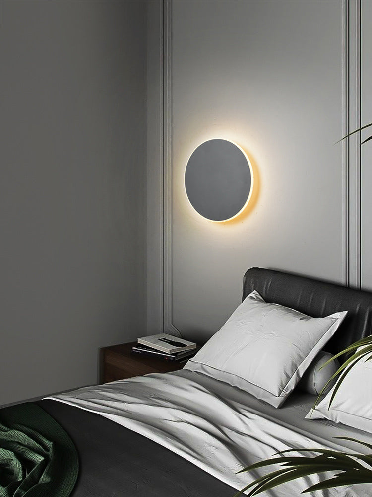Iluminación de montaje de pared de disco redondo moderno iluminación acrílica montada en la pared para la cama