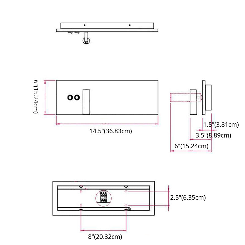 Lumières murales rectangulaires contemporaines Appiculture murale à monture à chasse d'eau métallique pour chambre à coucher