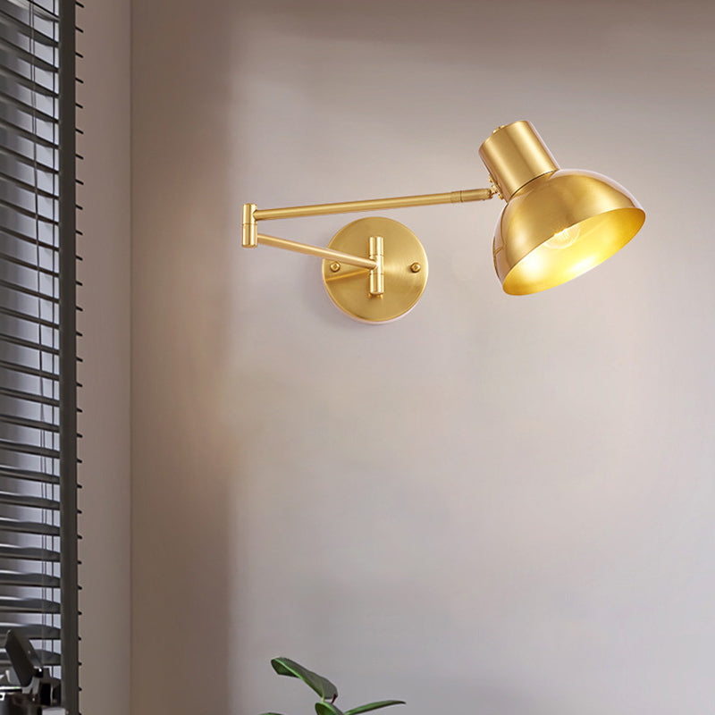 Postmodern Style Wall Sconce Light Swing Arm Metal Shade Wall Lighting with Adjustable Head