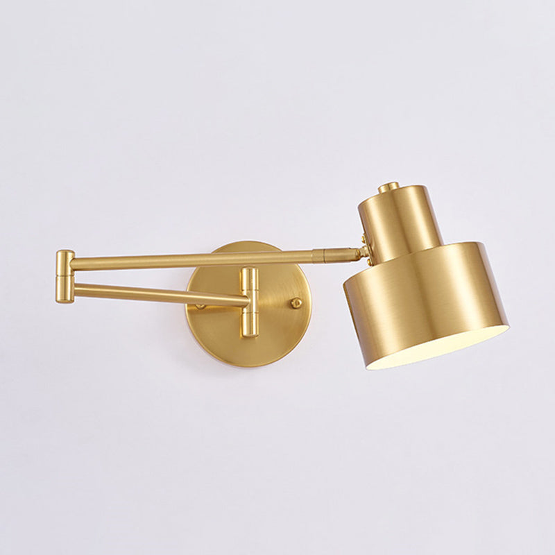 Postmodern Style Wall Sconce Light Swing Arm Metal Shade Wall Lighting with Adjustable Head