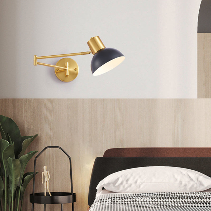 Postmodern Style Wall Sconce Light Swing Arm Metal Shade Wall Lighting with Adjustable Head