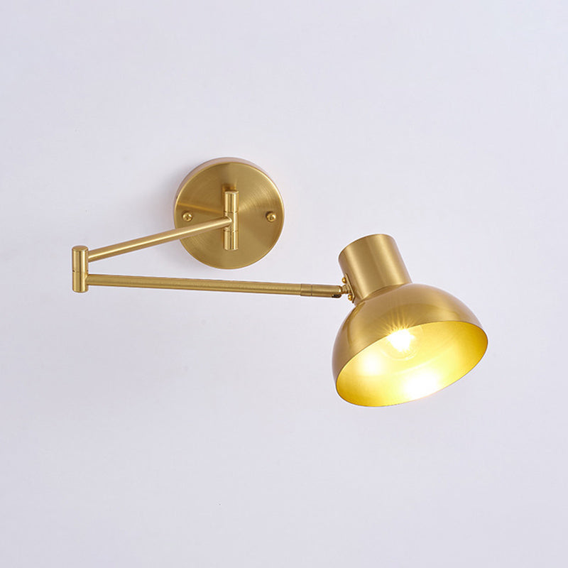 Postmodern Style Wall Sconce Light Swing Arm Metal Shade Wall Lighting with Adjustable Head