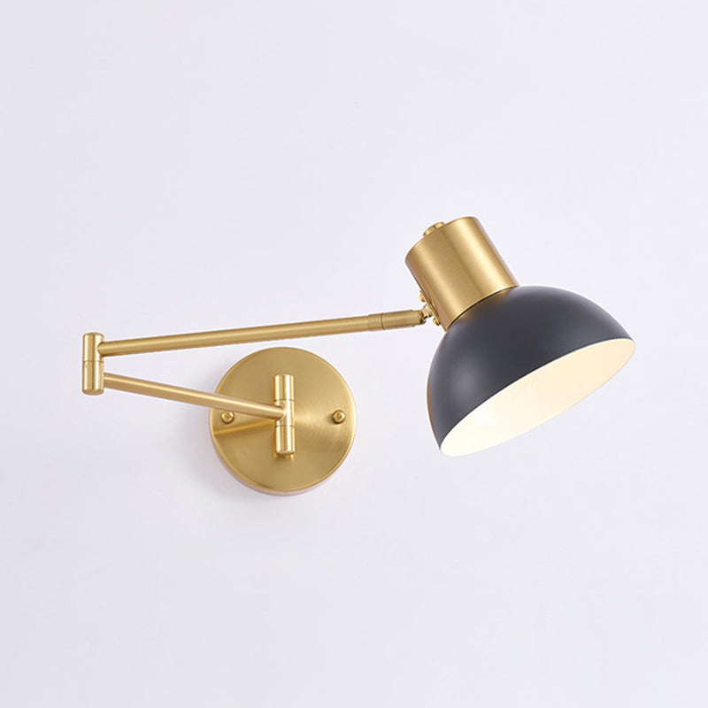 Postmodern Style Wall Sconce Light Swing Arm Metal Shade Wall Lighting with Adjustable Head