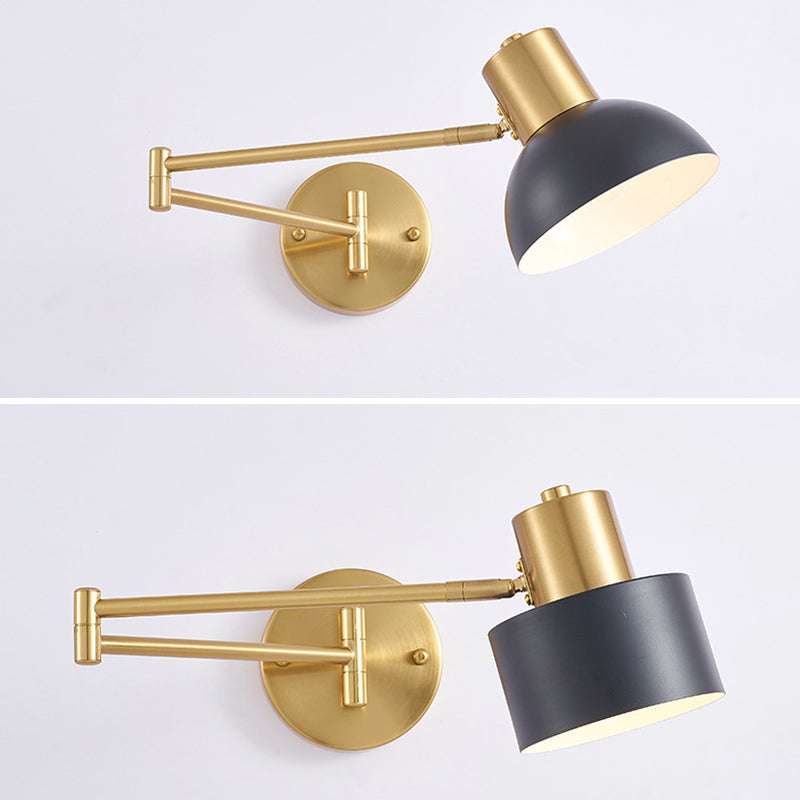 Postmodern Style Wall Sconce Light Swing Arm Metal Shade Wall Lighting with Adjustable Head