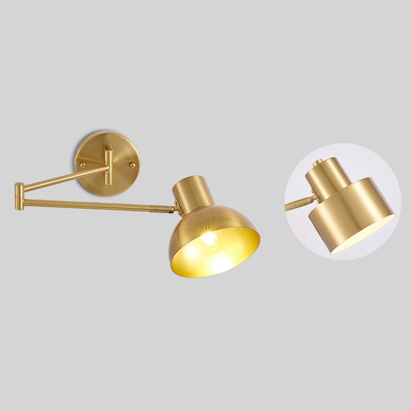 Postmodern Style Wall Sconce Light Swing Arm Metal Shade Wall Lighting with Adjustable Head