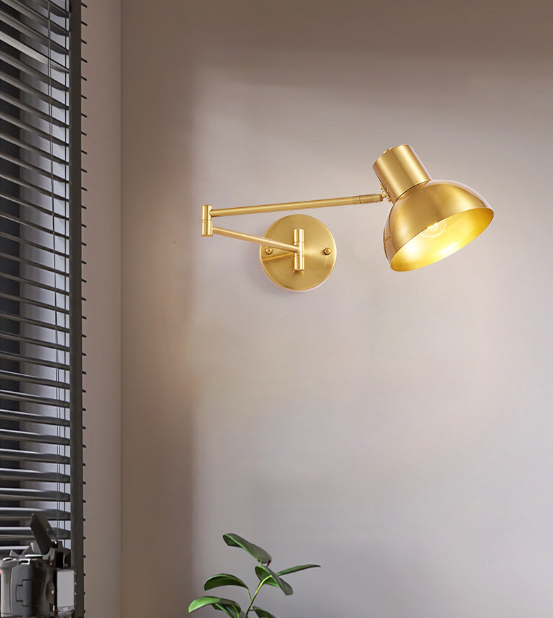 Postmodern Style Wall Sconce Light Swing Arm Metal Shade Wall Lighting with Adjustable Head