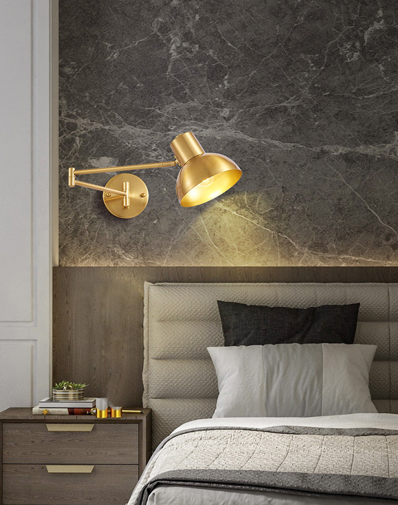 Postmodern Style Wall Sconce Light Swing Arm Metal Shade Wall Lighting with Adjustable Head