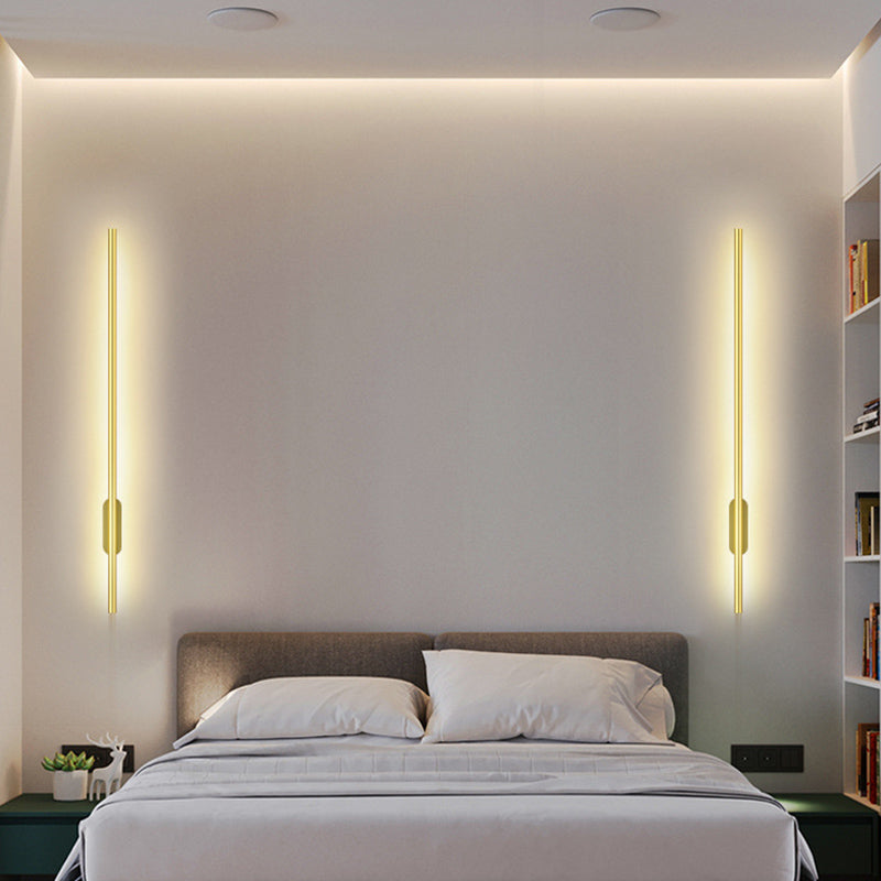 Zeitgenössische lineare Wand montierte Beleuchtung Metallische Wandmontagelampe für Wohnzimmer