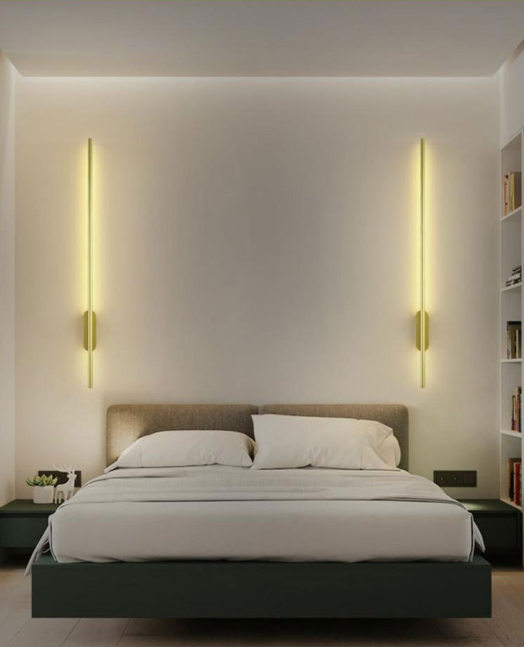 Lámpara de montaje metálico de pared metálica contemporánea de iluminación lineal para sala de estar
