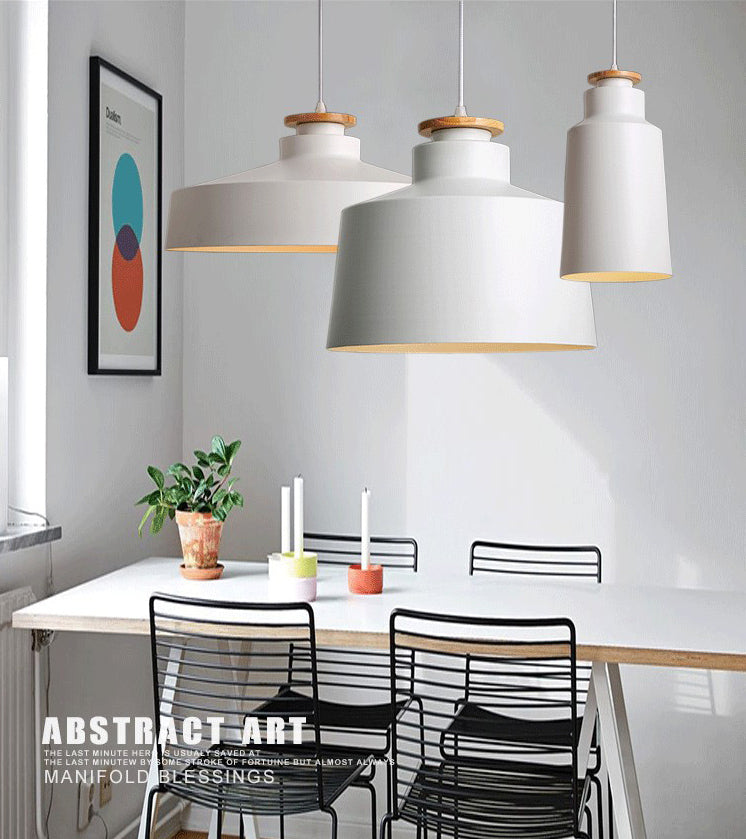 1-Light Pendant Lamp Nordic Macarons Style Metal Dining Room Hanging Lamp