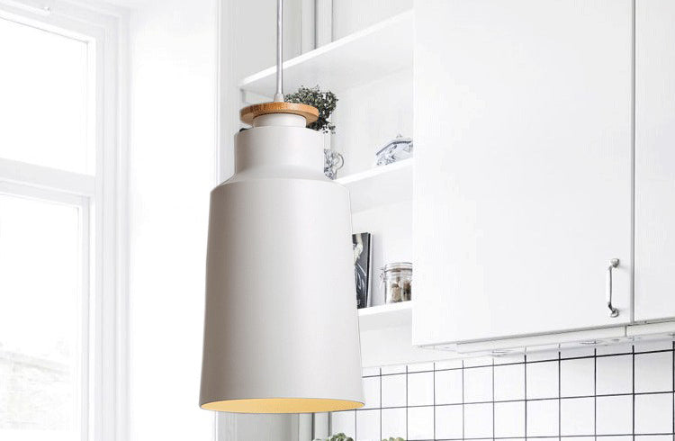 1-Light Pendant Lamp Nordic Macarons Style Metal Dining Room Hanging Lamp