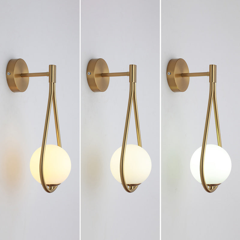 Modern Globe Wall Lamp White Glass 1 Light Wall Light for Bedroom Corrid
