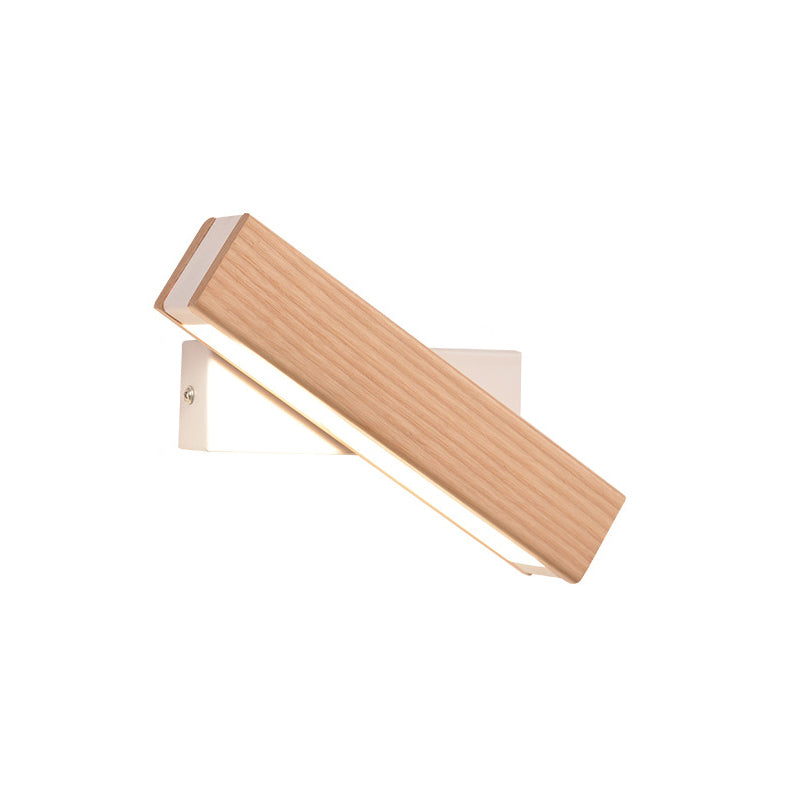 Modern Indoor Wall Sconce LED Rectangular Wooden Wall Lamp for Bedside with Adjustable Head