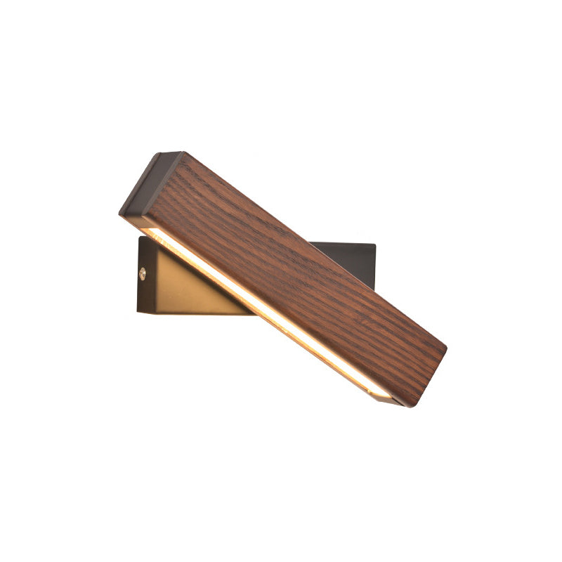 Modern Indoor Wall Sconce LED Rectangular Wooden Wall Lamp for Bedside with Adjustable Head