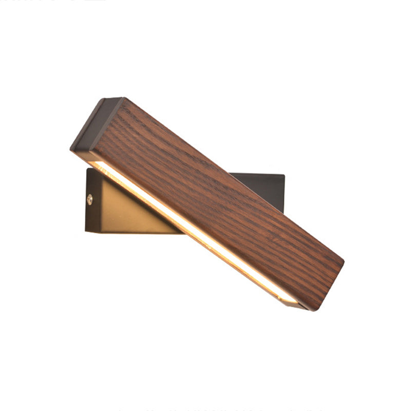 Modern Indoor Wall Sconce LED Rectangular Wooden Wall Lamp for Bedside with Adjustable Head