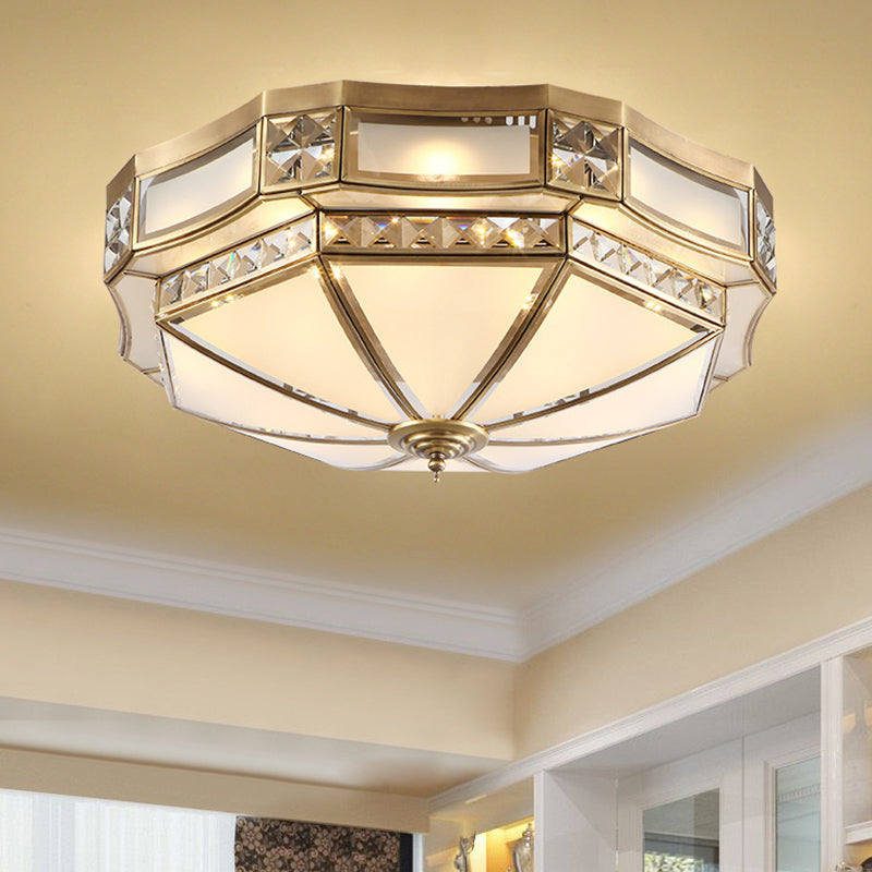Lampadario da incasso in vetro ombreggiato Illuminazione tradizionale da incasso per soggiorno in ottone