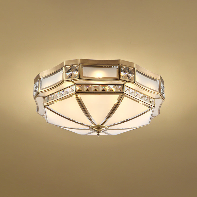 Lampadario da incasso in vetro ombreggiato Illuminazione tradizionale da incasso per soggiorno in ottone