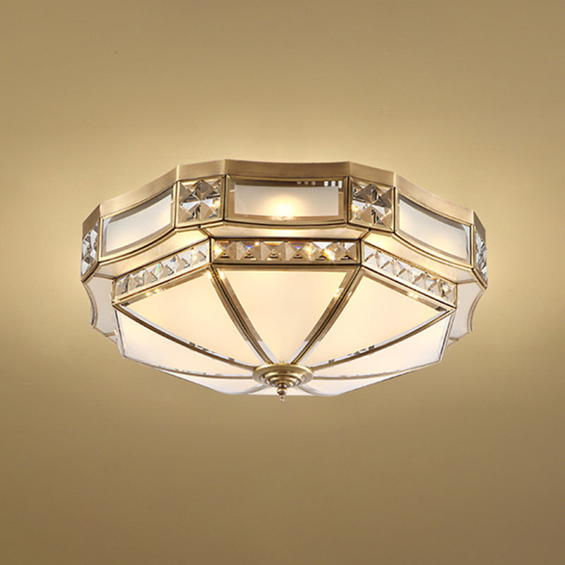 Lampadario da incasso in vetro ombreggiato Illuminazione tradizionale da incasso per soggiorno in ottone