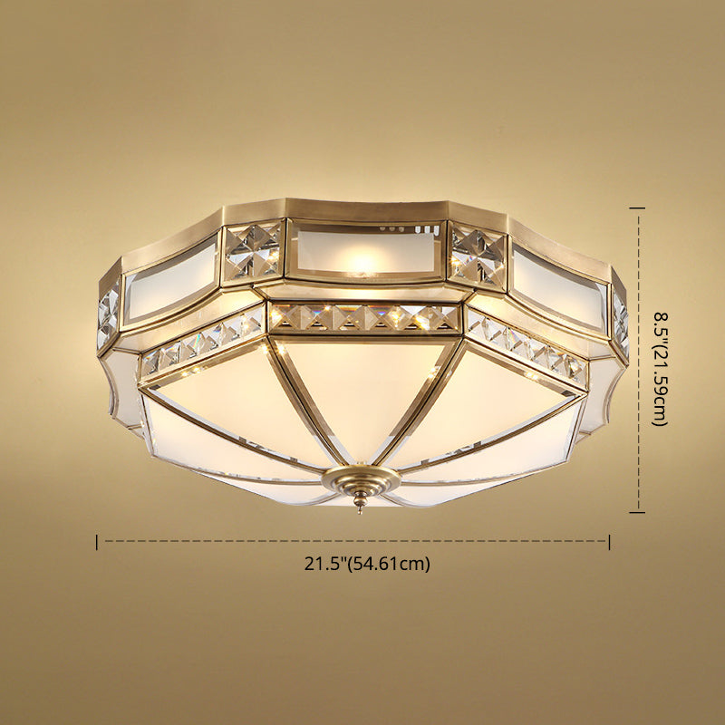 Lampadario da incasso in vetro ombreggiato Illuminazione tradizionale da incasso per soggiorno in ottone
