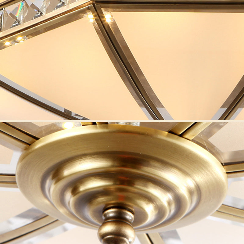Lampadario da incasso in vetro ombreggiato Illuminazione tradizionale da incasso per soggiorno in ottone