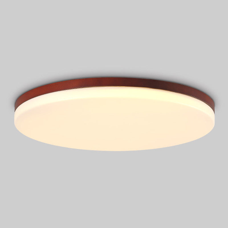 Ultrathin Wooden Ceiling Flush Mount Lighting Simplicity Red Brown Flush Lamp for Dining Room