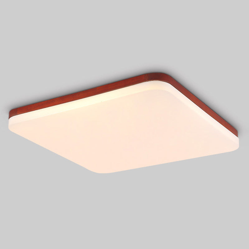Ultrathin Wooden Ceiling Flush Mount Lighting Simplicity Red Brown Flush Lamp for Dining Room