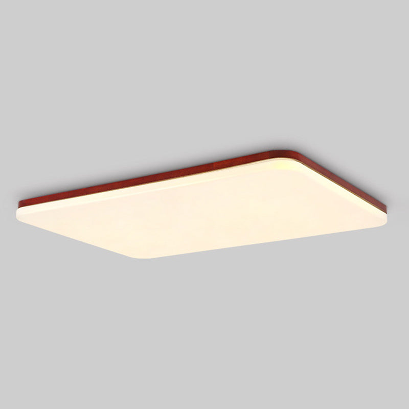 Ultrathin Wooden Ceiling Flush Mount Lighting Simplicity Red Brown Flush Lamp for Dining Room