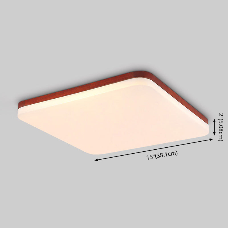 Ultrathin Wooden Ceiling Flush Mount Lighting Simplicity Red Brown Flush Lamp for Dining Room