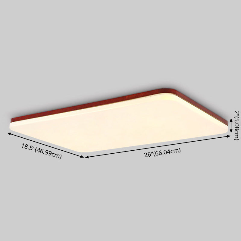 Ultrathin Wooden Ceiling Flush Mount Lighting Simplicity Red Brown Flush Lamp for Dining Room
